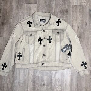 Men’s grey cross denim jacket